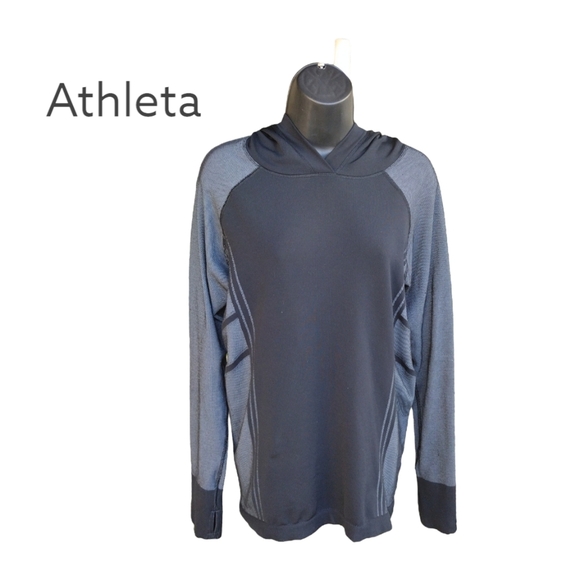 Athleta Hoodie NeoThermal Black & Grey Sports Top Sz XL - Picture 2 of 6
